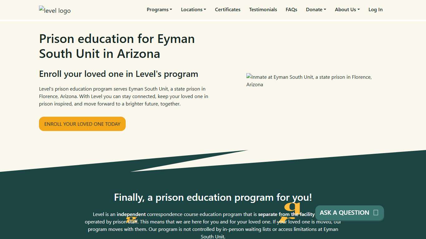 Prison Education For Eyman South Unit - Level